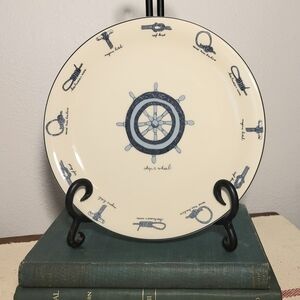 Van Cleef & Arpels Set of 2 Nautical Salad Dessert Plates Knots White Blue NEW